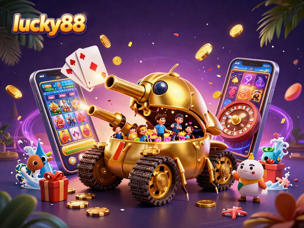 Play games and win with the lucky88 casino featuring a vibrant beetle tank scene.