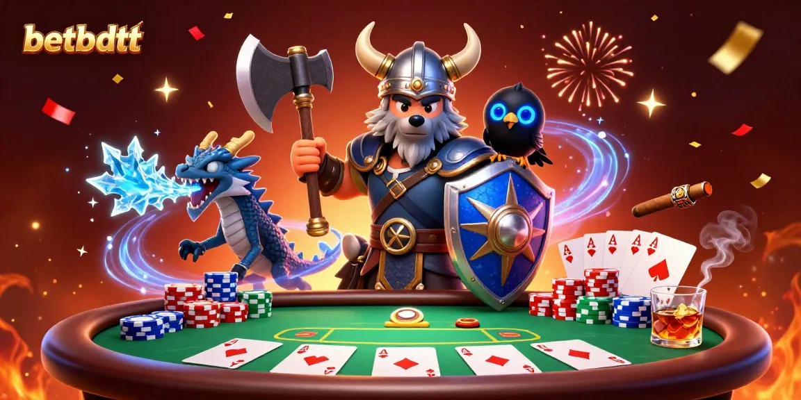 Experience thrilling poker action with betbdtt while engaging with vibrant casino characters.