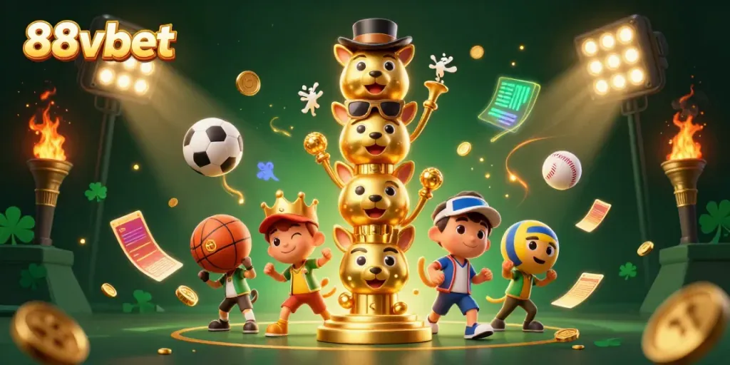 Place bets and enjoy the excitement of 88vbet in a dazzling casino atmosphere with lively characters.