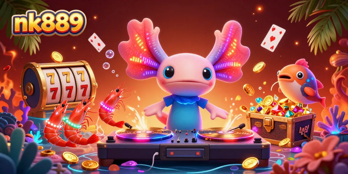 Experience the thrill of winning with nk889 in a vibrant casino setting featuring a DJ and animated sea creatures.