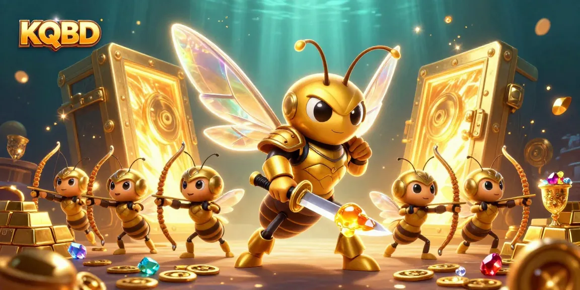KQBD updates football scores with a vibrant and engaging 3D illustration of a golden hornet in samurai armor amidst treasure and diamonds.
