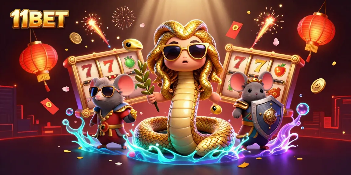 Experience the thrill of 11BET with this vibrant casino-themed 3D illustration showcasing game elements and characters.
