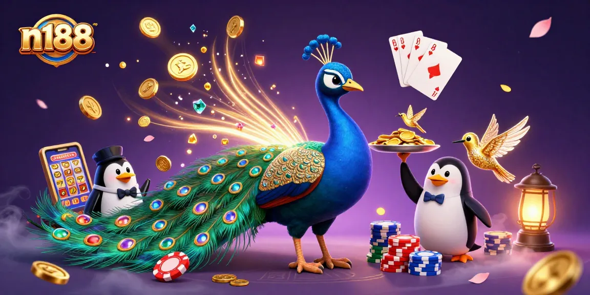 Experience thrilling gameplay at n188 with a luxurious casino scene filled with vibrant chips and coins.