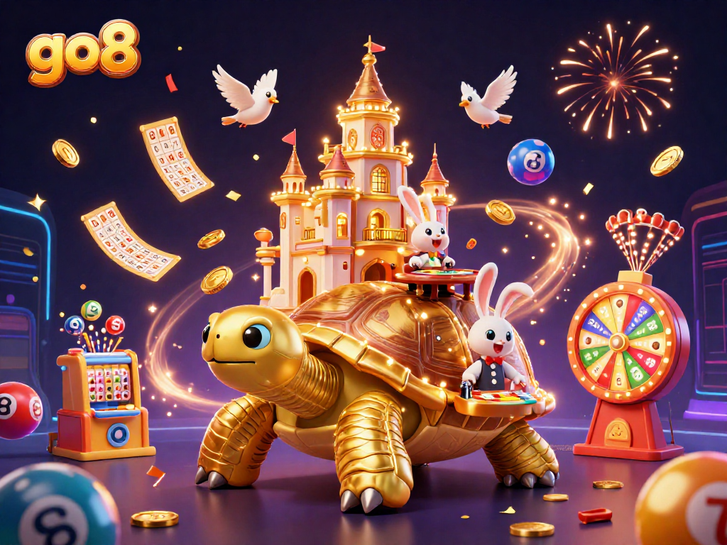 Experience excitement at go8 with a vibrant casino atmosphere featuring colorful lottery games and festivities.