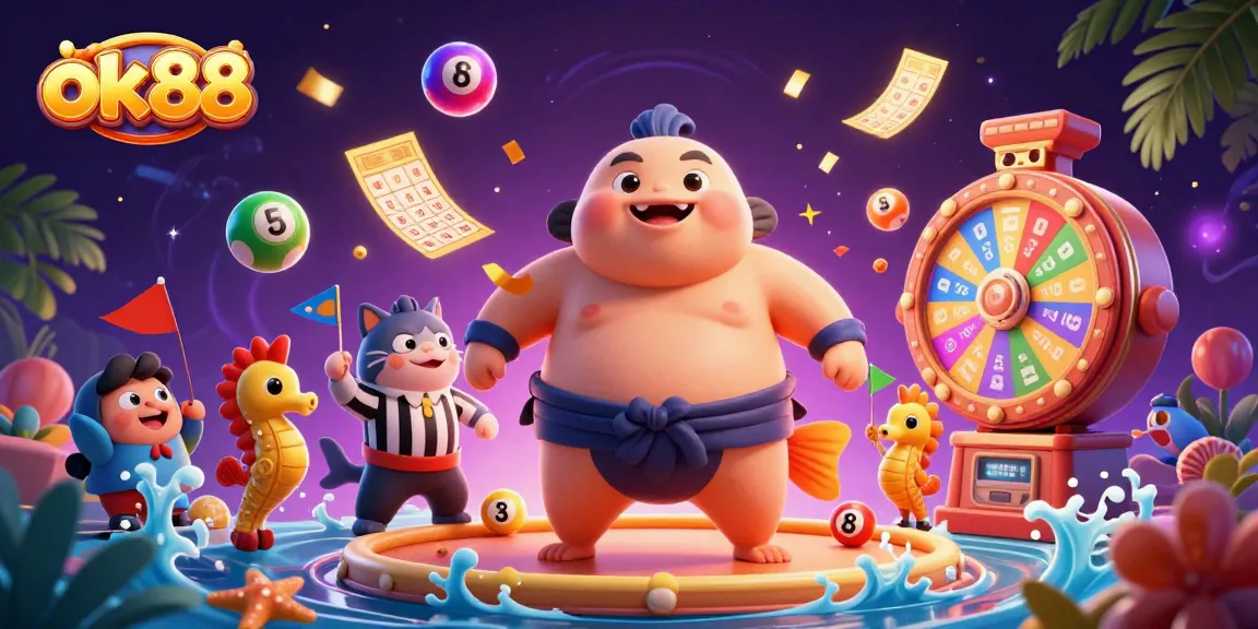 Engage in the thrilling world of ok88 with lively lottery characters and energetic underwater action.