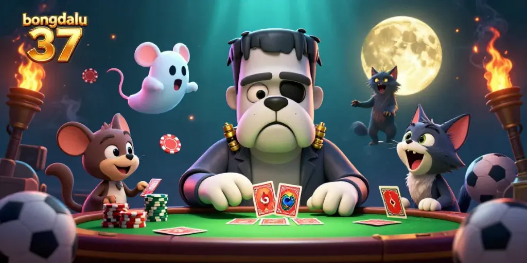 Engage in thrilling sports betting action with Bongdalu 37 at a lively spooky table.