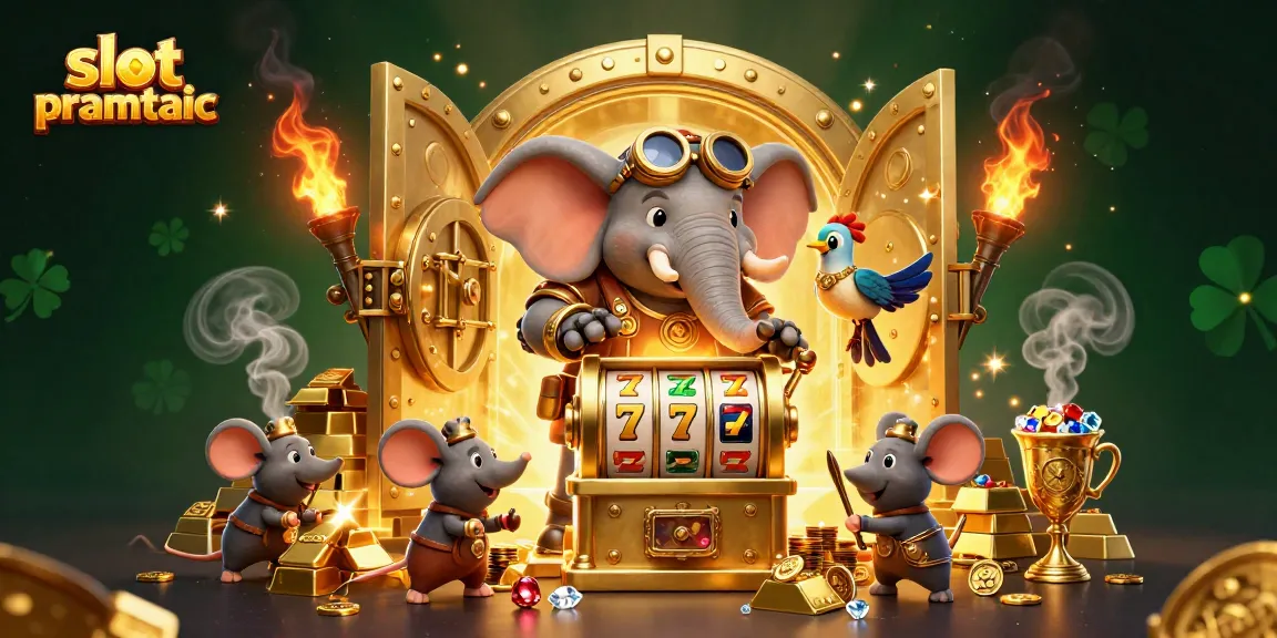 Gambarkan permainan slot pragmatic yang mengasyikkan dengan elemen steampunk, simbol keberuntungan, dan harta karun yang bersinar.