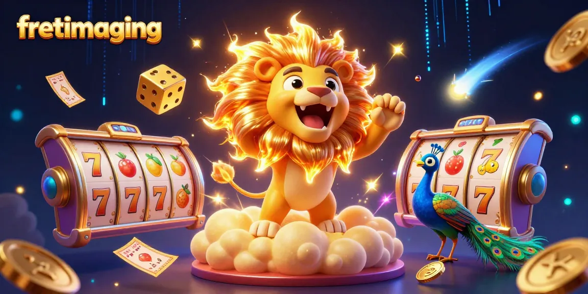 Experience exhilarating slots action with fretimaging's thrilling 3D casino illustration featuring playful characters.
