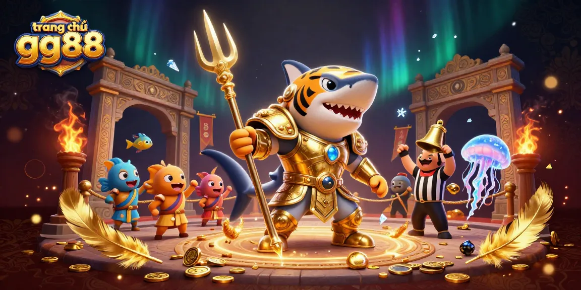 Action-packed illustration of trang chủ gg88, showcasing thrilling underwater gaming elements and vibrant casino graphics.