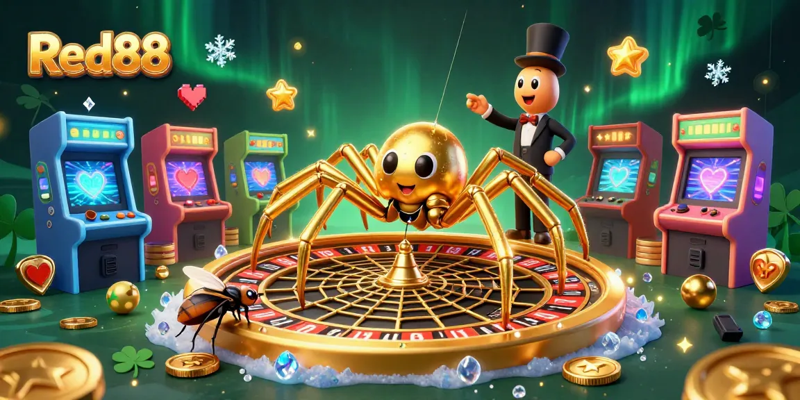 Engage in thrilling games at Red88, where a colorful spider spins roulette and bets are placed dynamically.