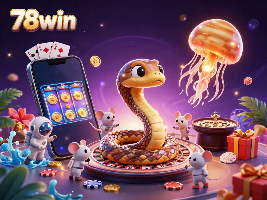 Experience thrilling gameplay with 78win as vibrant astronaut mice place bets on a cosmic roulette wheel.