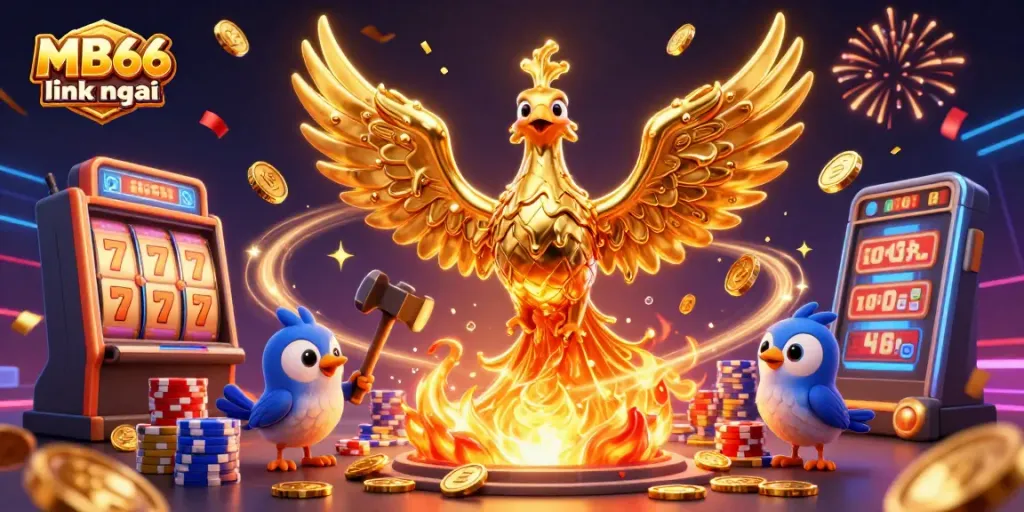 Experience winning moments with MB66 link mới featuring golden phoenix and dynamic gaming elements.