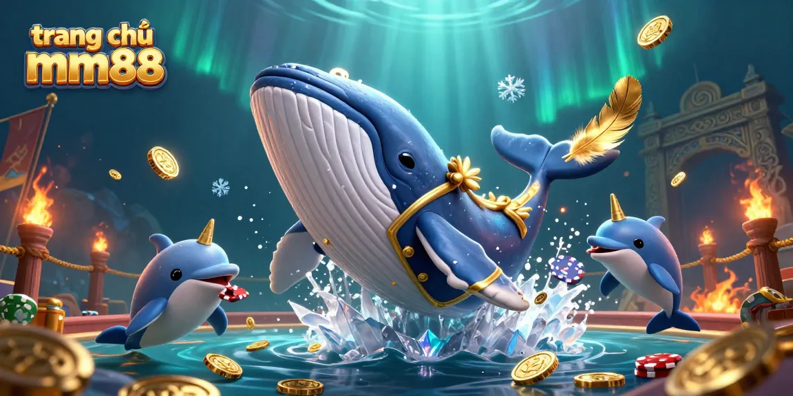 Engage in the excitement at trang chủ mm88 with a vibrant underwater casino scene featuring playful characters and dynamic gaming elements.