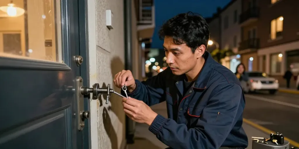 Slotenmaker opent een deur die niet opengaat in Arnhem, professionele tools en focus op actie.