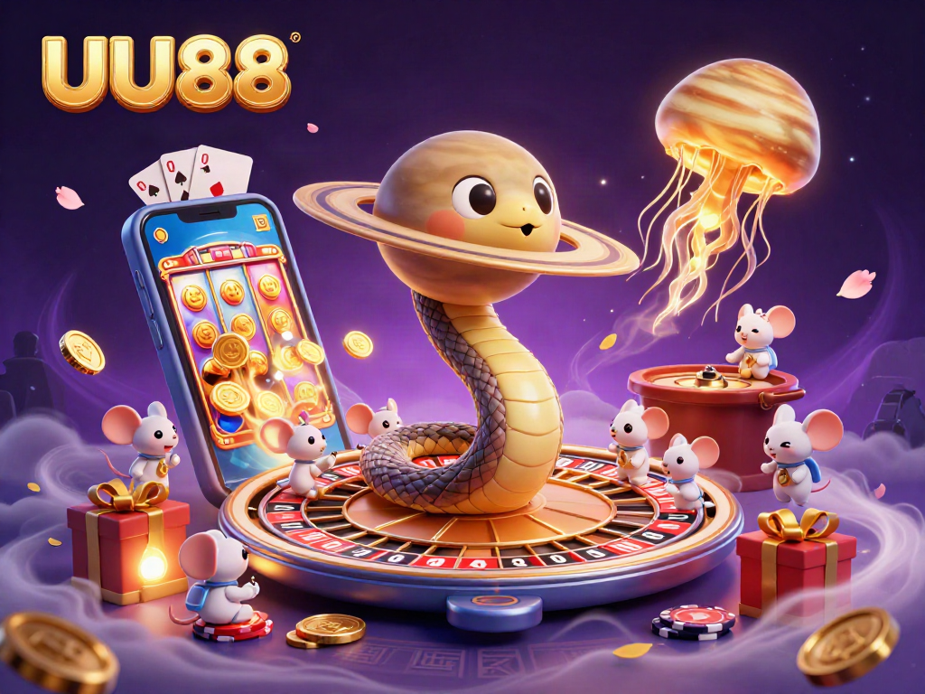 Engage with UU88's winning games as a Saturn ring snake and cosmic dealer animate the cosmic casino.
