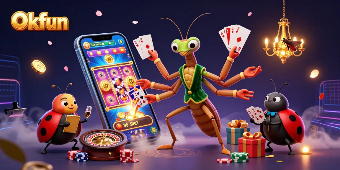 Experience thrilling gameplay at Okfun with vibrant slot games and energetic casino characters.