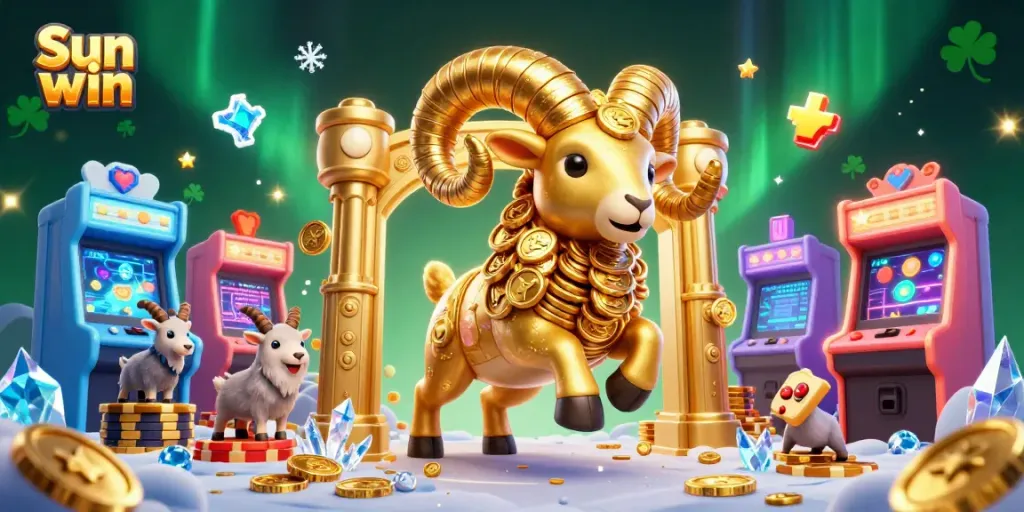 Experience thrilling gameplay with Sun win in a vibrant casino-themed 3D illustration.