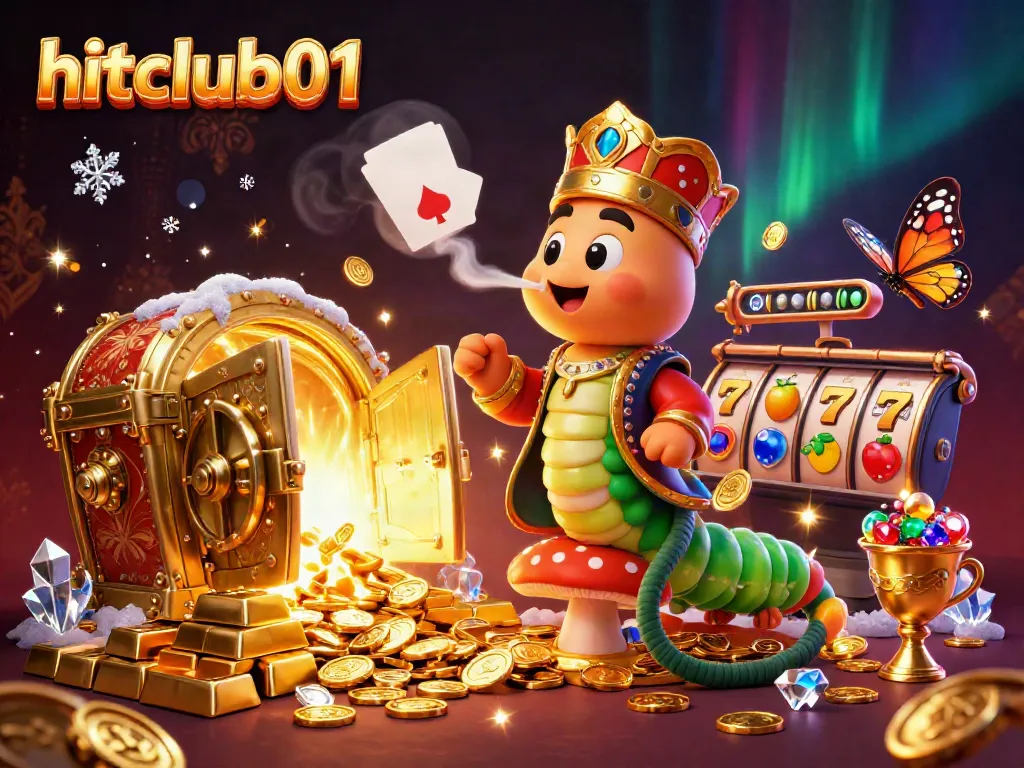 Experience the vibrant world of hitclub01 with a caterpillar master amidst sparkling casino riches.