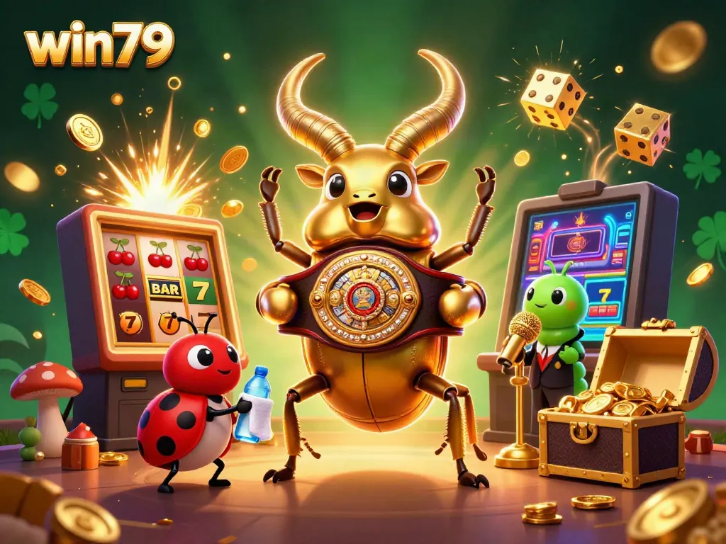 Experience thrilling gameplay with win79's engaging slot machine and entertaining characters in a vibrant casino setting.