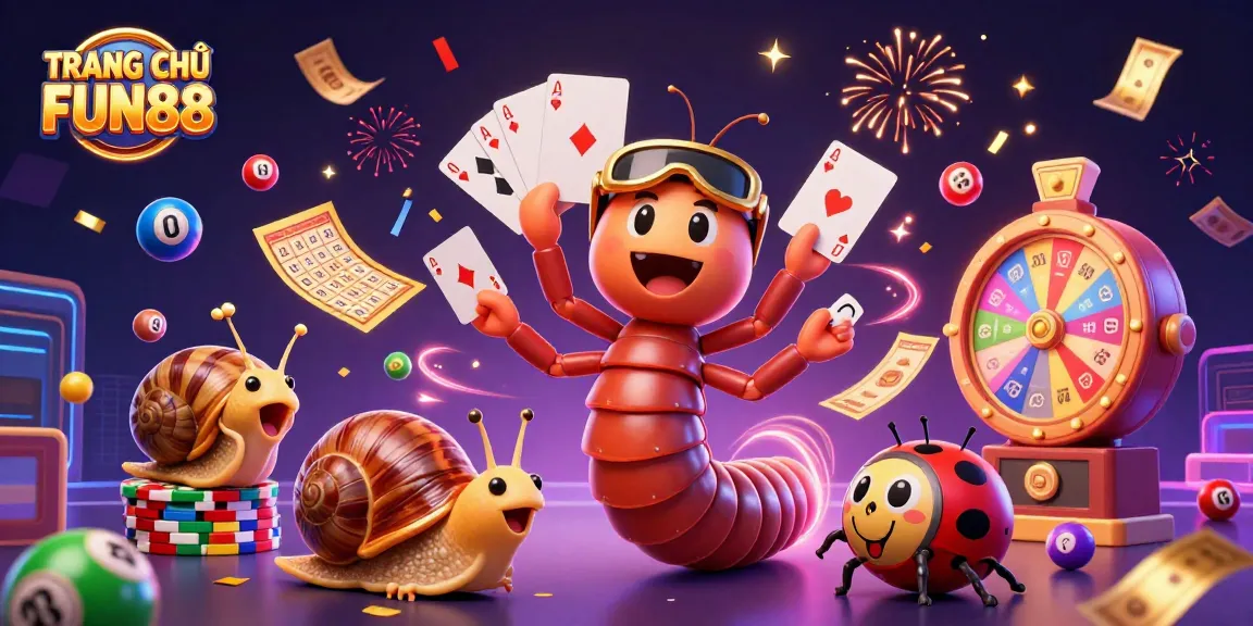 Engage with TRANG CHỦ FUN88 through this vibrant 3D casino illustration showcasing excitement in gaming.