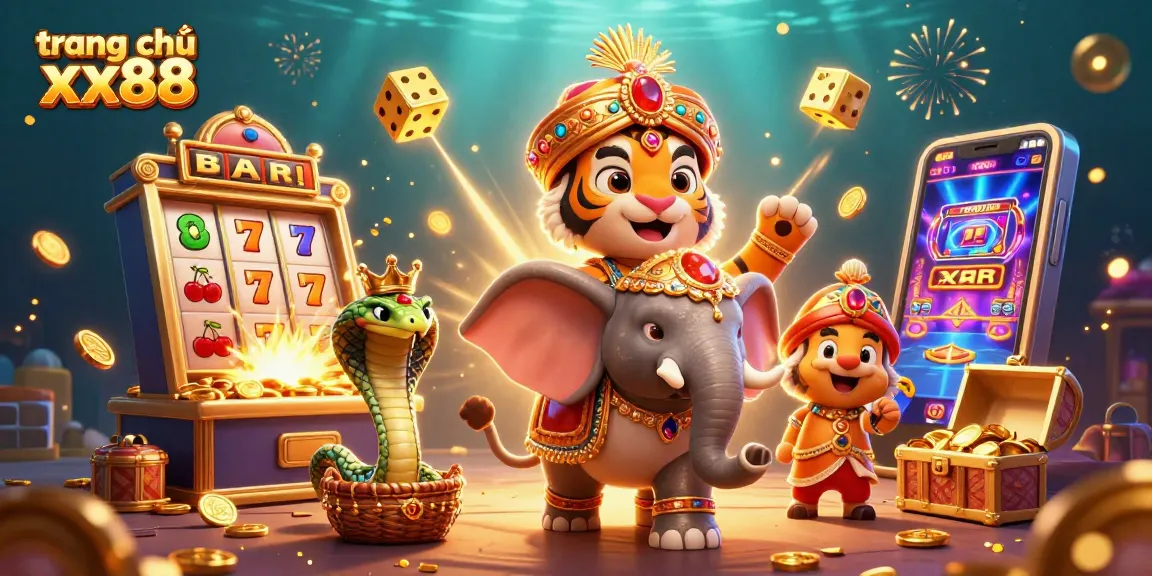 Experience the thrill of winnings with the vibrant trang chủ xx88 illustrated scene bursting with casino excitement.