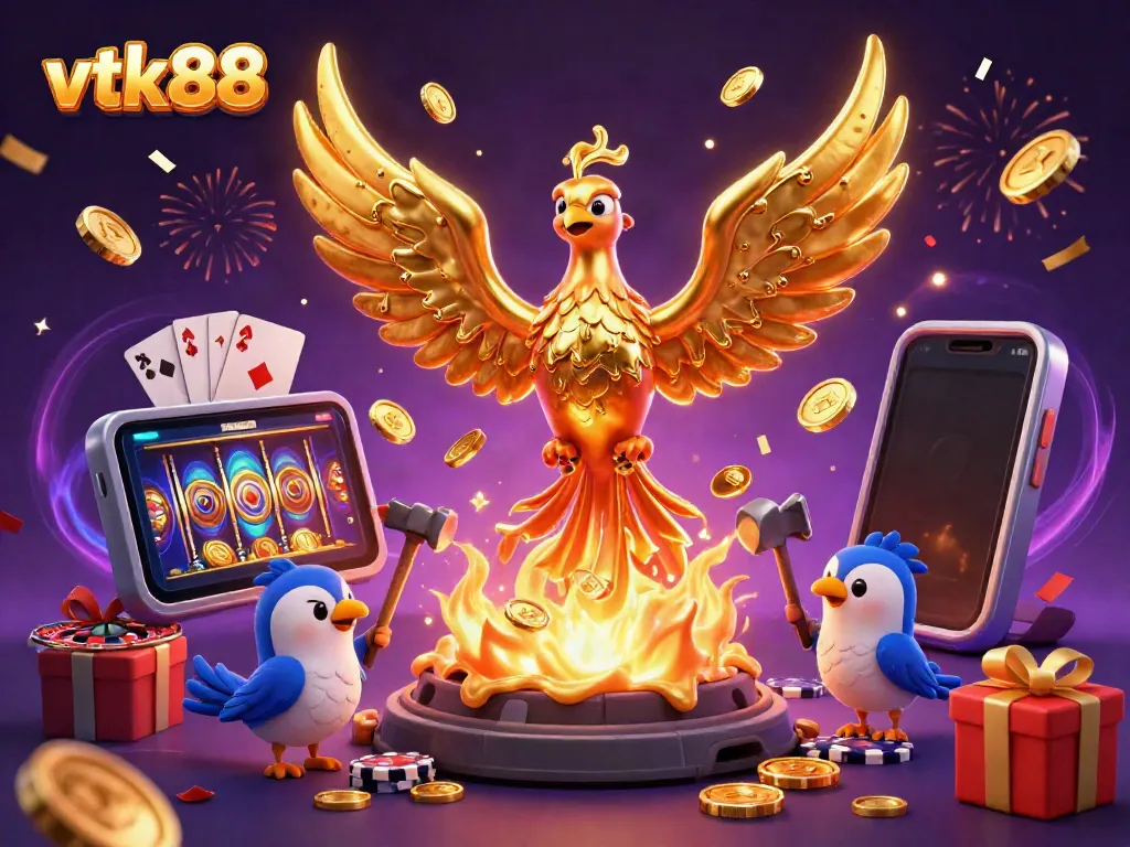Experience the excitement of vtk88 with a dynamic casino scene illustrated in vibrant detail.