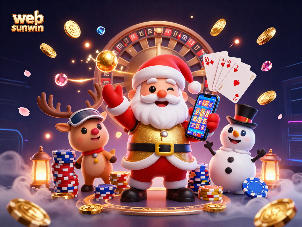 Play exciting games at web sunwin with Santa and friends in a vibrant casino atmosphere.