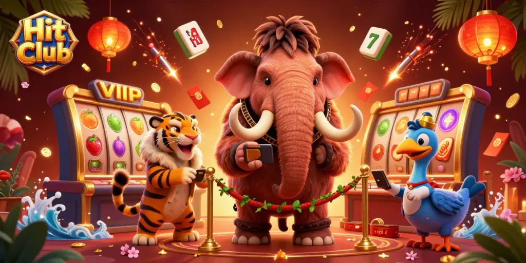 Experience Hit Club with a vibrant scene showcasing casino excitement, featuring unique characters and dynamic gambling elements.