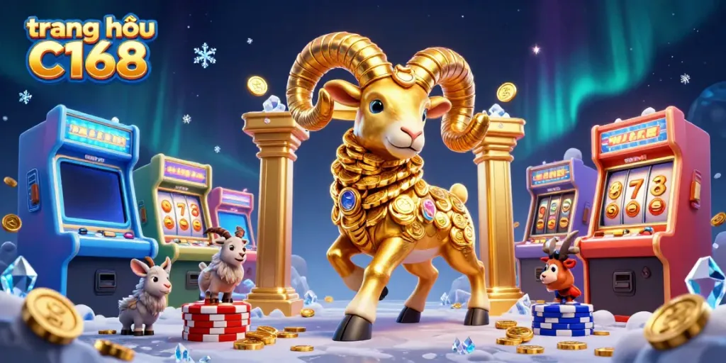Experience thrilling gameplay at trang chủ C168 with golden ram and vibrant arcade elements.