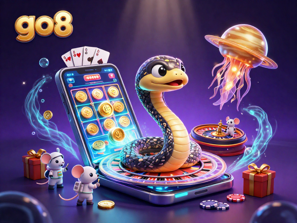 Experience thrilling gambling action at go8 with an enchanting cosmic roulette scene.