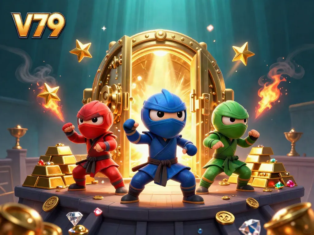 Experience innovative gameplay at V79, featuring integrated ninja chameleons and golden treasures.
