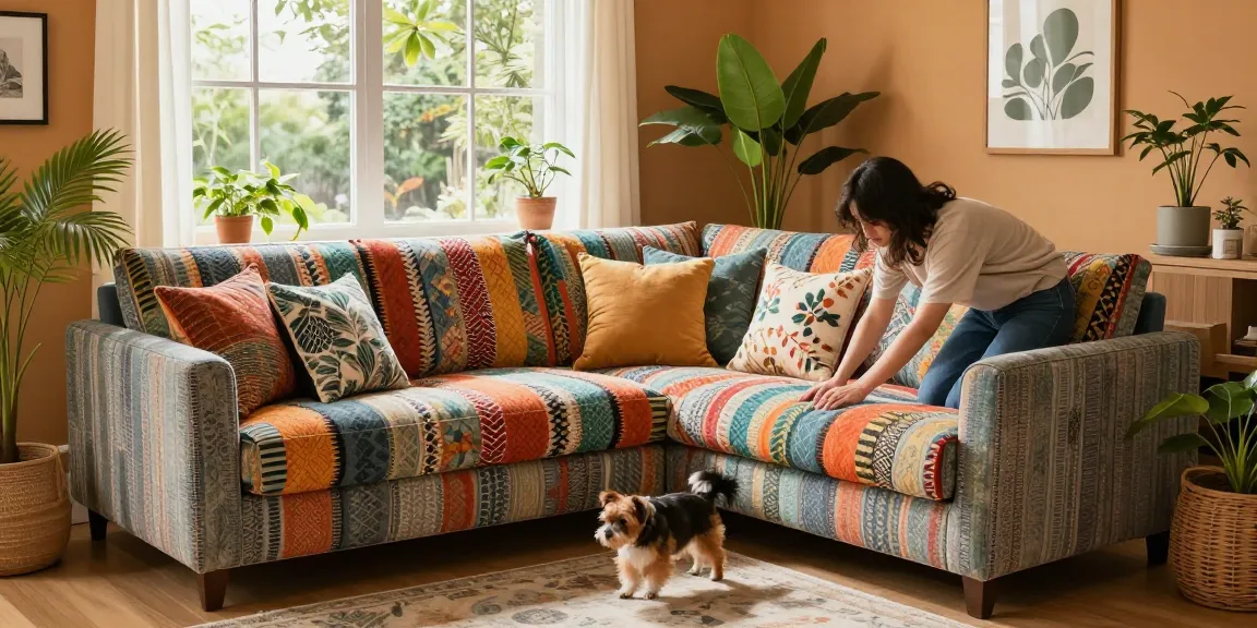 Hoekbankhoes beschermt de hoekbank in een gezellige woonkamer met stijlvolle decoratie.