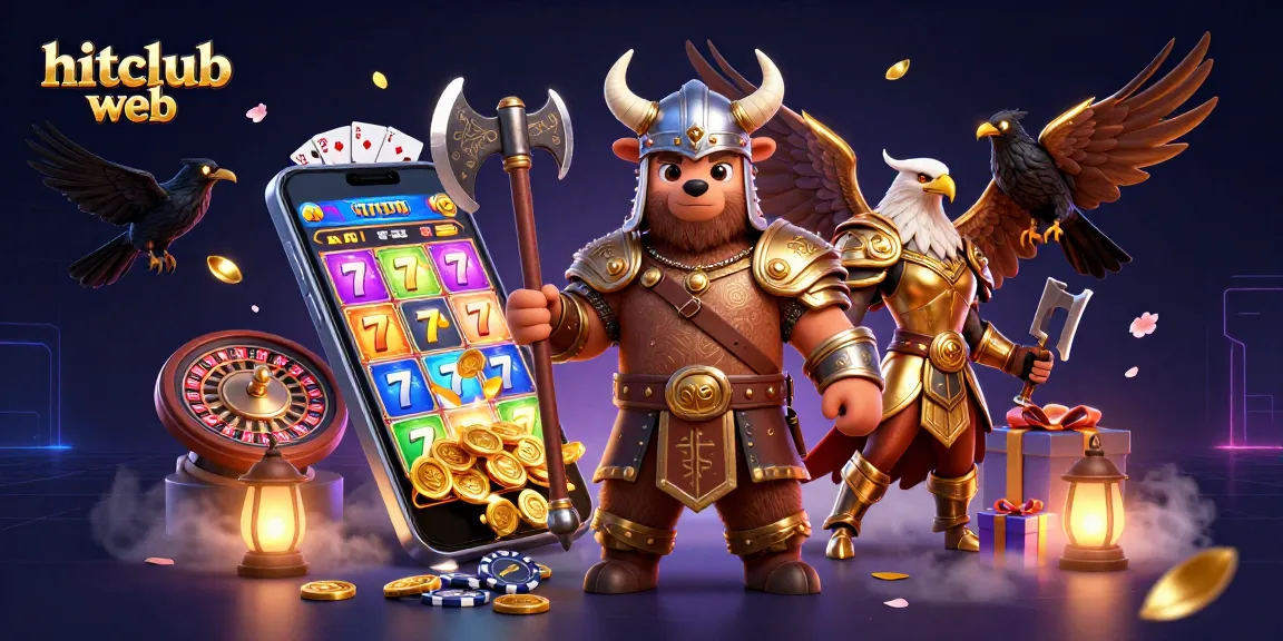 Experience immersive gaming at hitclub web with a vibrant 3D illustration showcasing thrilling slot adventures.