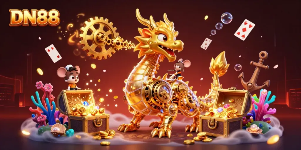 Experience high-stakes action in DN88's vibrant casino world with stunning visuals.