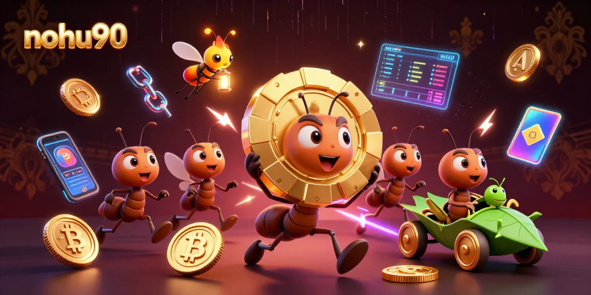 Engage in the thrilling heist of nohu90 with ants and crypto coins illustrating excitement
