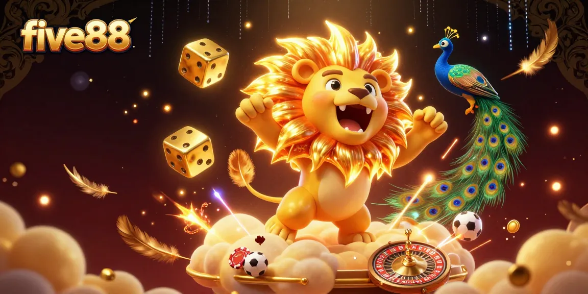 Experience the thrill of five88 casino with a vibrant 3D scene showcasing games and excitement.