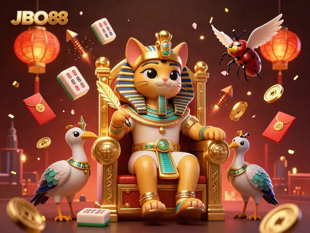 Engage with JBO88 as you bet with fortune-enriched tiles and vibrant lanterns in this thrilling casino scene.