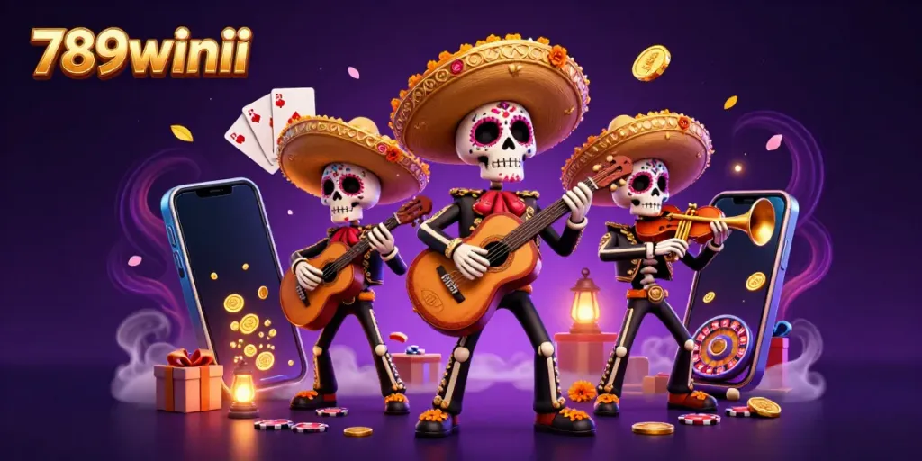 Experience thrilling gameplay at 789winii with vibrant slot games and lively mariachi skeletons.