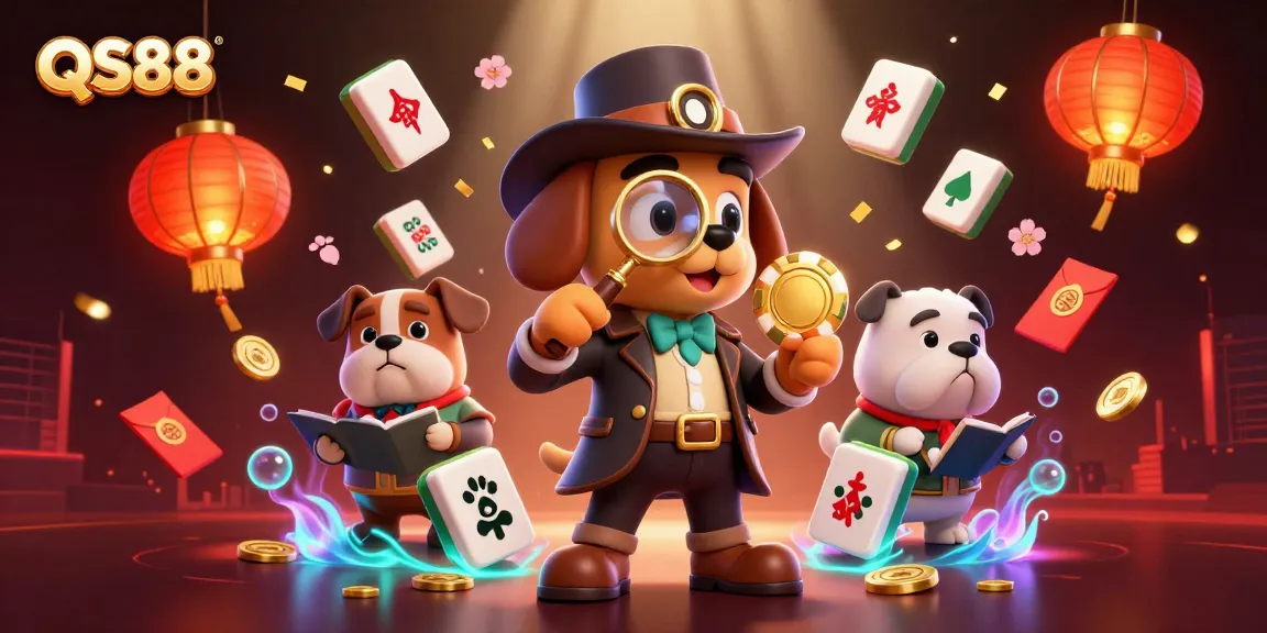 Win big with QS88 by unraveling clues in a dynamic casino adventure scene filled with festive elements.