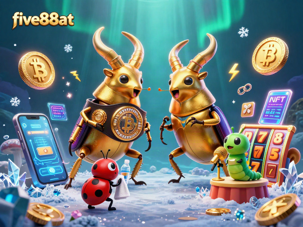 Experience five88at’s exciting gameplay with a giant stag beetle boxer facing off in a vibrant casino scene.