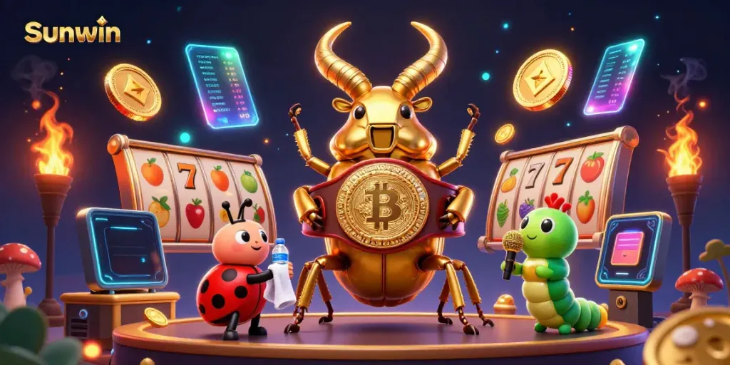 Sunwin's vibrant gaming world featuring unique characters and casino elements.