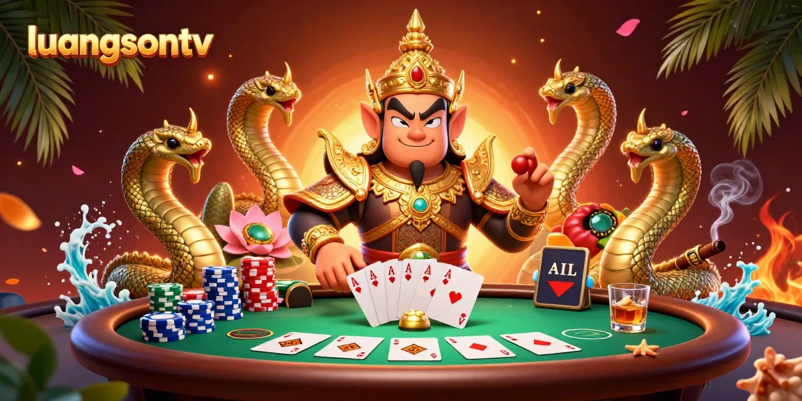Experience the thrilling action at luongsontv with vibrant poker elements and characters.