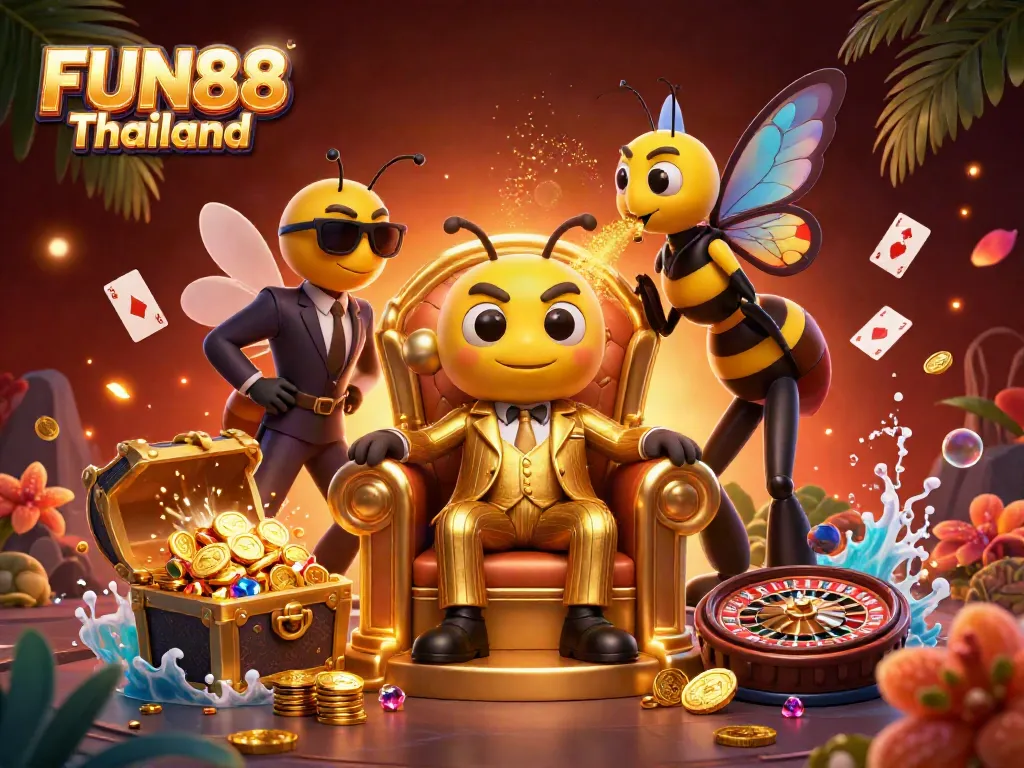 Experience the thrilling world of FUN88 Thailand with colorful casino elements and vibrant characters.