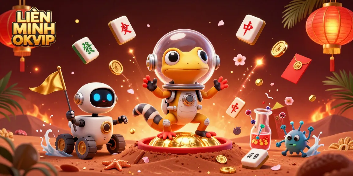 Engage with the thrilling LIÊN MINH OKVIP online casino adventure, featuring vibrant 3D illustration.