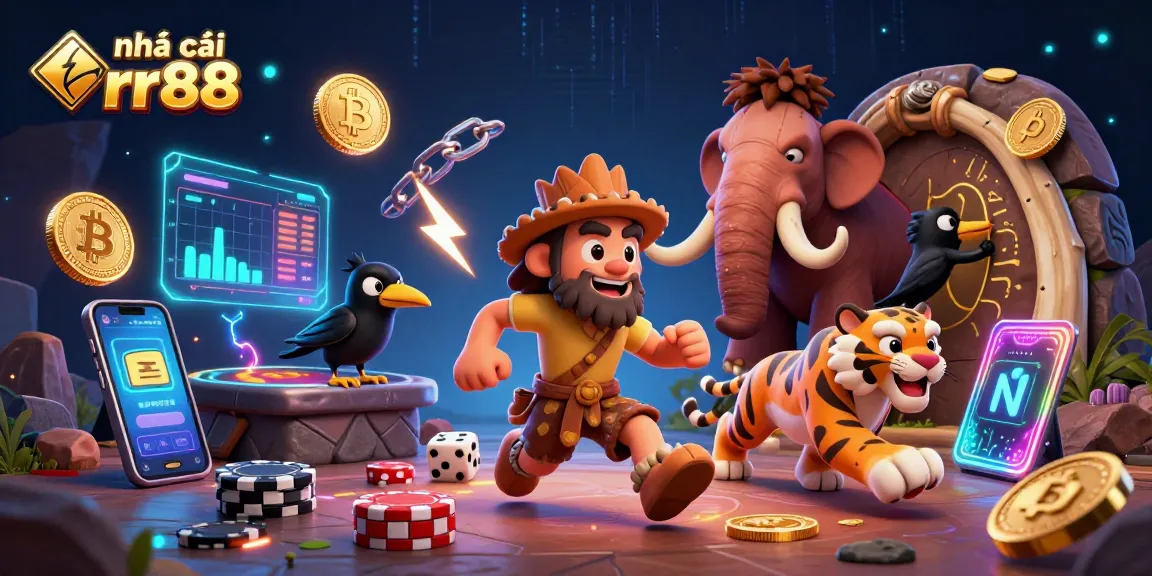 Play exciting games at nhà cái rr88 with vibrant characters amidst dazzling casino elements.