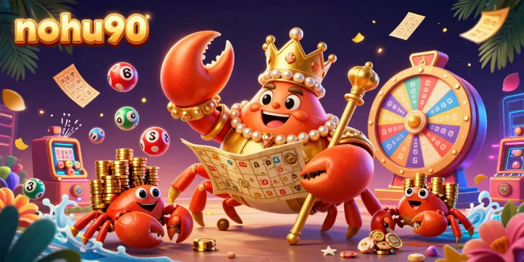 Experience the gaming excitement at nohu90 with a vibrant 3D scene filled with treasures and rewards.