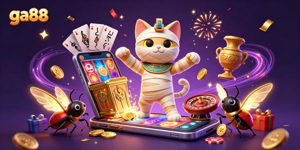 Engage in exciting gaming scenarios at GA88, showcasing a vibrant casino atmosphere with energetic characters.