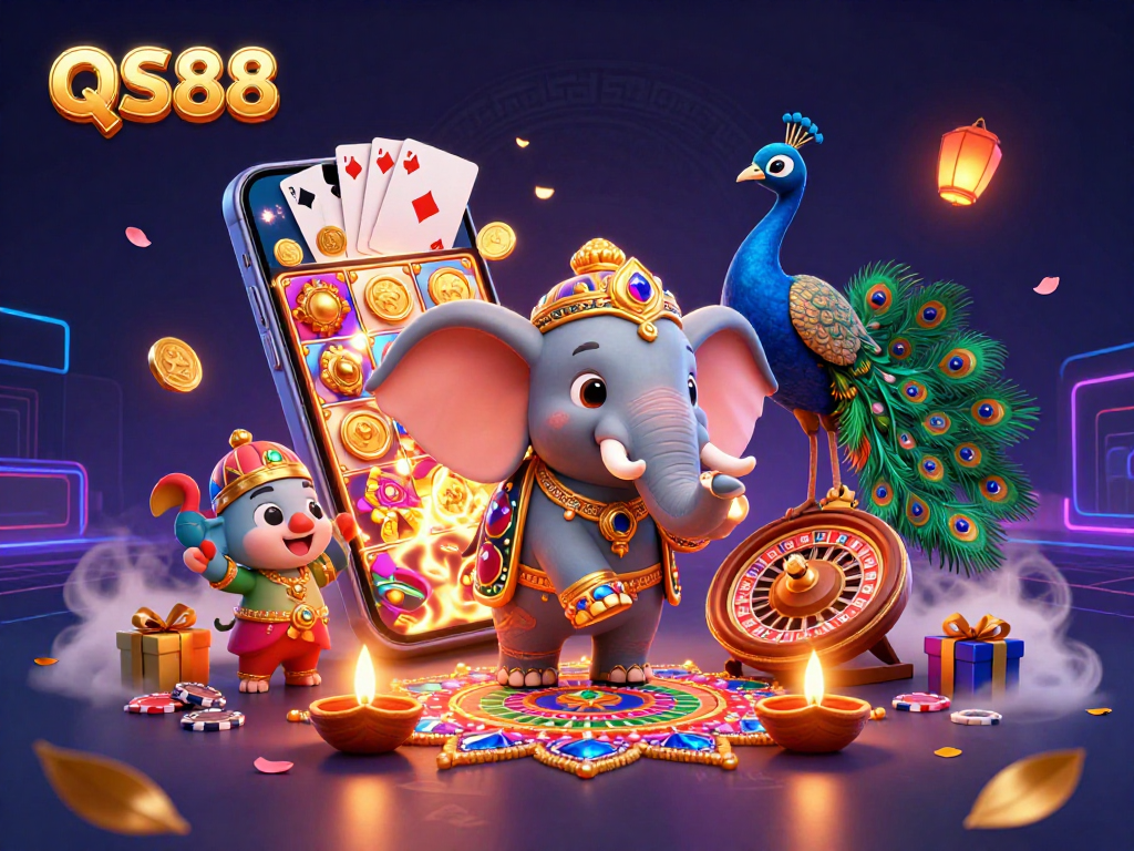 Engage with the vibrant QS88 gaming experience featuring a colorful casino adventure.