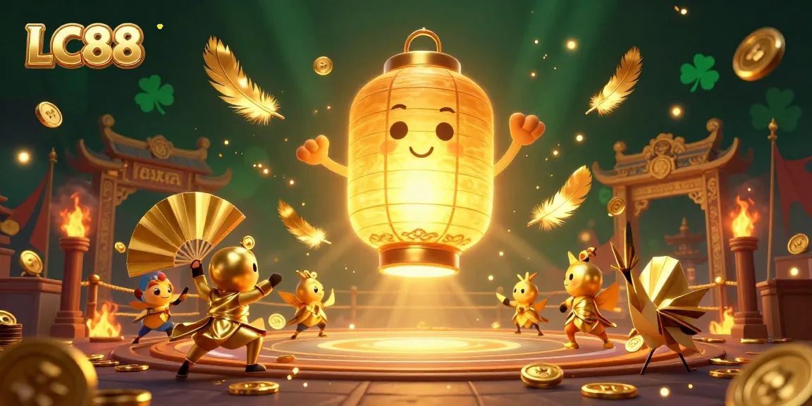 LC88 embodies a vibrant casino atmosphere with golden lanterns and animated characters enhancing the gaming experience.