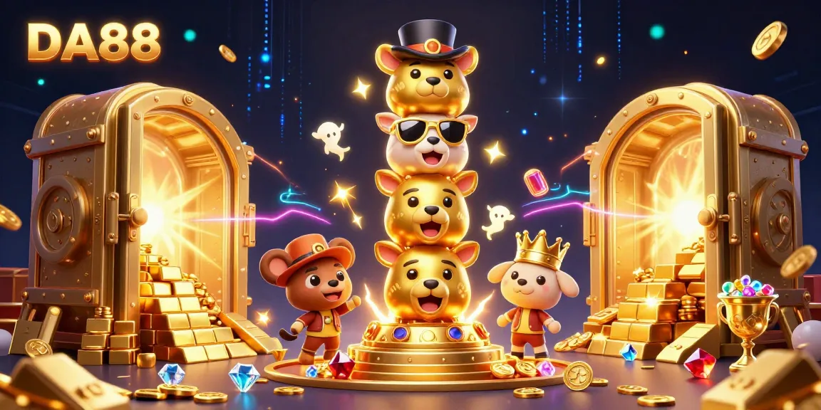 Experience thrilling wins at DA88 with vibrant casino elements including treasures and dynamic gaming action.